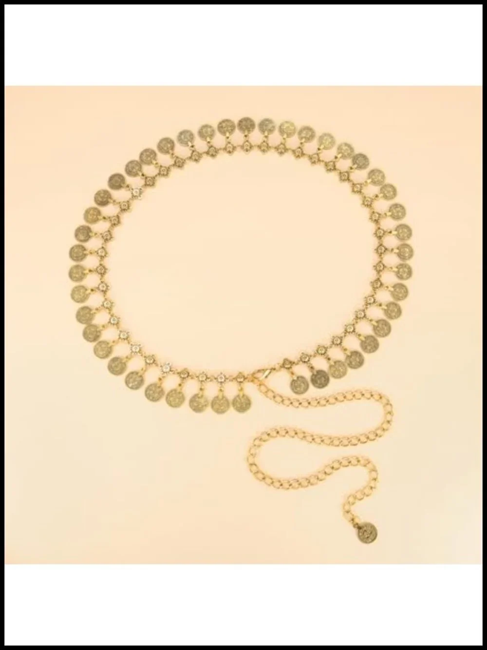 Metal Chain Belt with Coin Pendant, Adjustable Waist Belt for Dresses